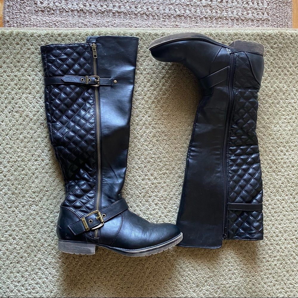 Black Steve Madden knee high riding boots